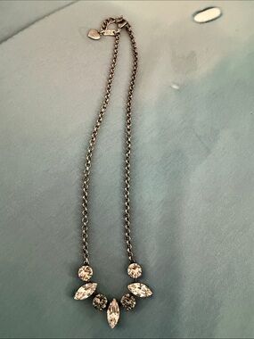 Crystal Pendant Statement Necklace - Silver-Tone